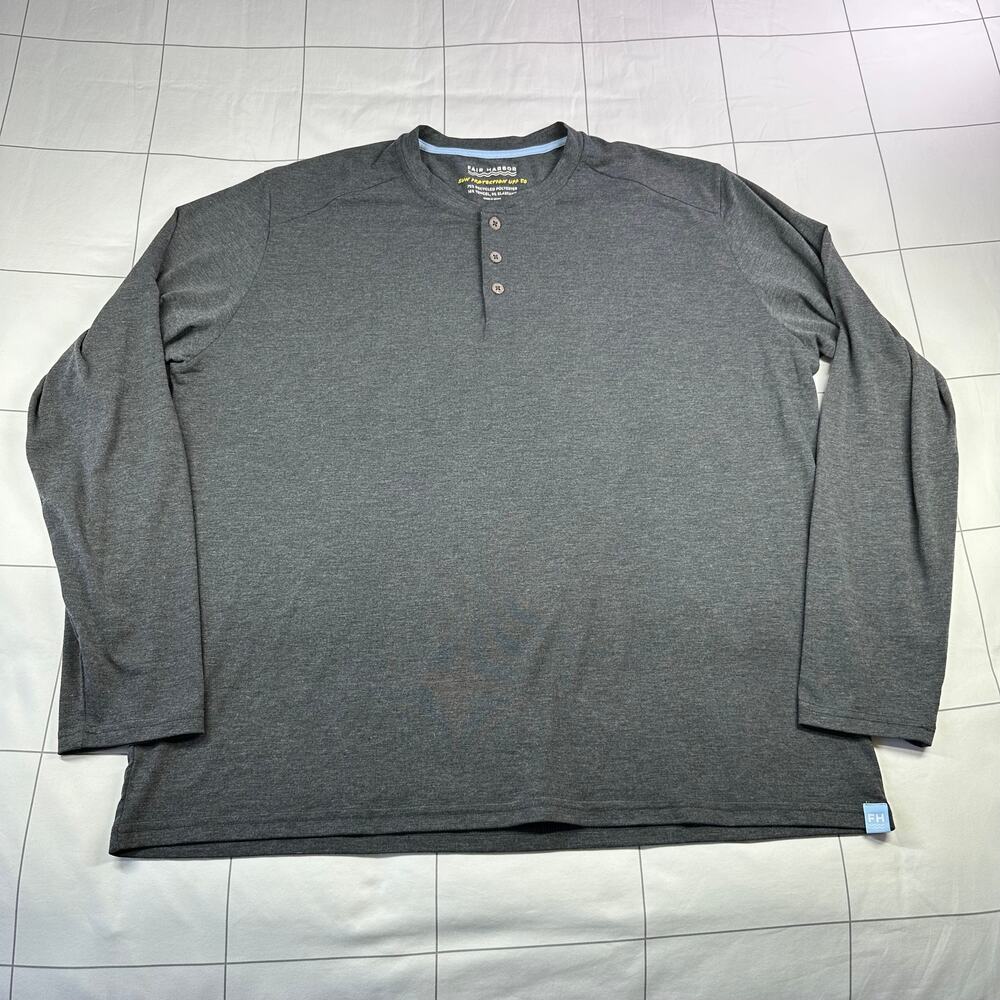 Fair Harbor Shirt Mens XXL Gray Henley Long Sleeve Sun Protection UPF 50 Casual